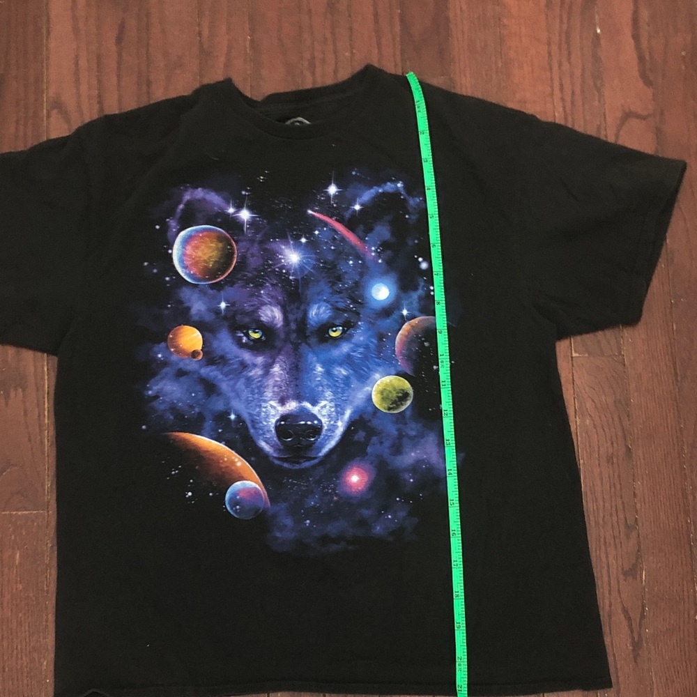Men's Black Space Wolf Short Sleeve Tee - Picture 4 of 5
